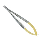 Castrovejo Needle Holder, Tungsten Carbide,  5.5" (14cm), Straight with Lock, Serrated