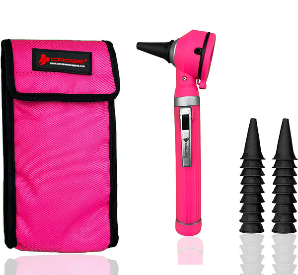 Cross Canada 11-080 Physician Fiber Optic LED Pocket Otoscope Diagnostic Set, Pink
