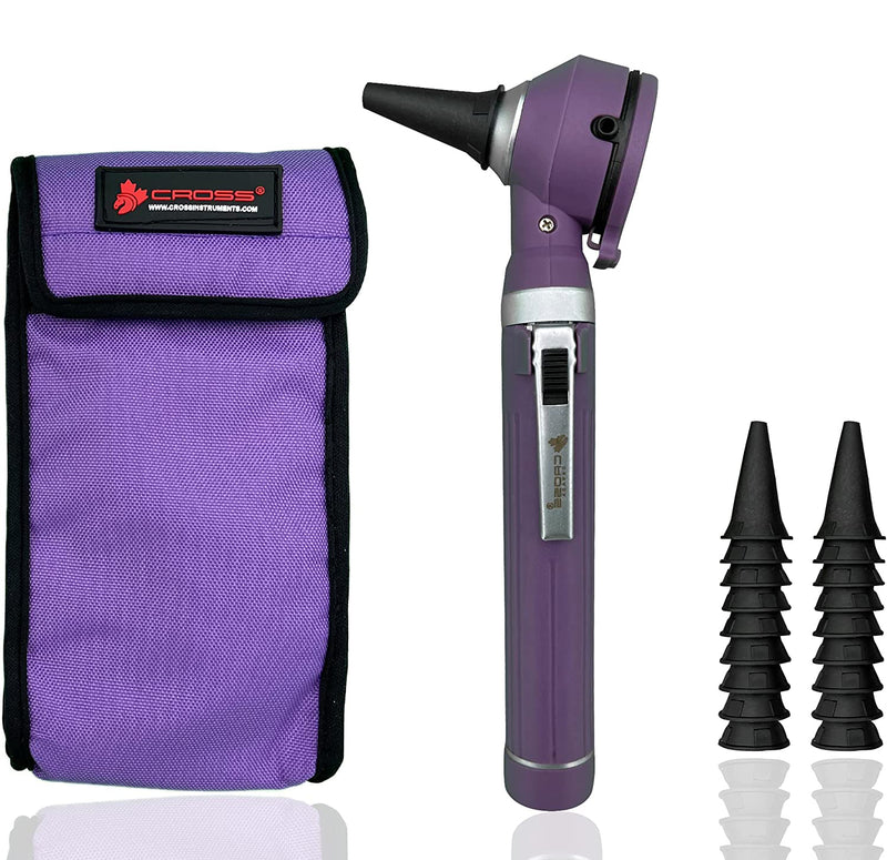 Cross Canada 11-085 Physician Fiber Optic LED Pocket Otoscope Diagnostic Set, Purple