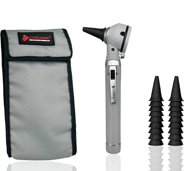 Cross Canada 11-078 Physician Fiber Optic LED Pocket Otoscope Diagnostic Set, Gray