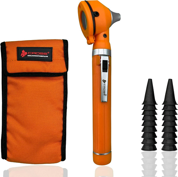 Cross Canada 11-092 Physician Fiber Optic LED Pocket Otoscope Diagnostic Set, Tangerine