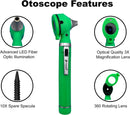 Cross Canada 11-084 Physician Fiber Optic LED Pocket Otoscope Diagnostic Set, Green