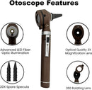 Cross Canada 11-113 Physician Fiber Optic LED Pocket Otoscope Diagnostic Set, Chocolate Brown