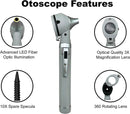 Cross Canada 11-078 Physician Fiber Optic LED Pocket Otoscope Diagnostic Set, Gray