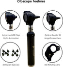 Cross Canada 11-090 Physician LED Otoscope Diagnostic Set, Black