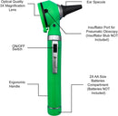 Cross Canada 11-084 Physician Fiber Optic LED Pocket Otoscope Diagnostic Set, Green