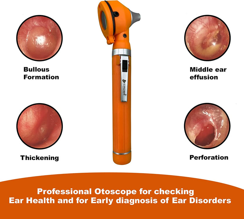 Cross Canada 11-092 Physician Fiber Optic LED Pocket Otoscope Diagnostic Set, Tangerine