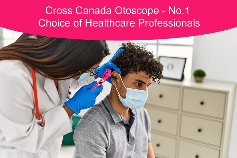 Cross Canada 11-080 Physician Fiber Optic LED Pocket Otoscope Diagnostic Set, Pink