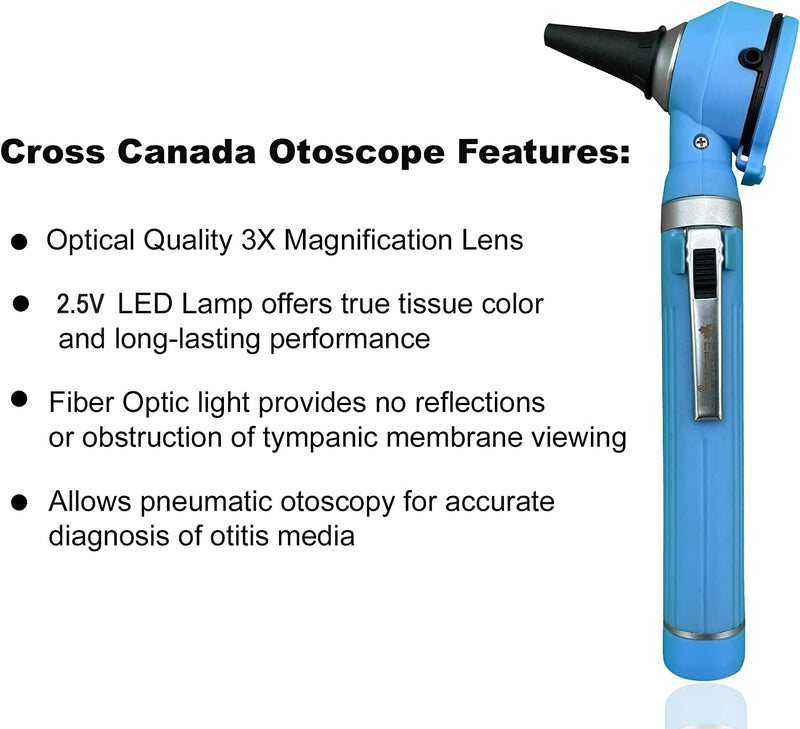 Cross Canada 11-079 Physician Fiber Optic LED Pocket Otoscope Diagnostic Set, Ceil Blue