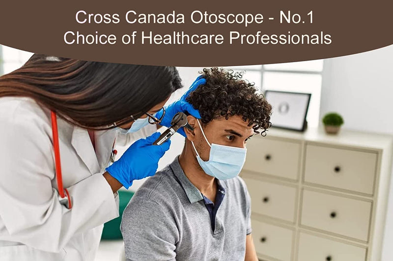 Cross Canada 11-113 Physician Fiber Optic LED Pocket Otoscope Diagnostic Set, Chocolate Brown