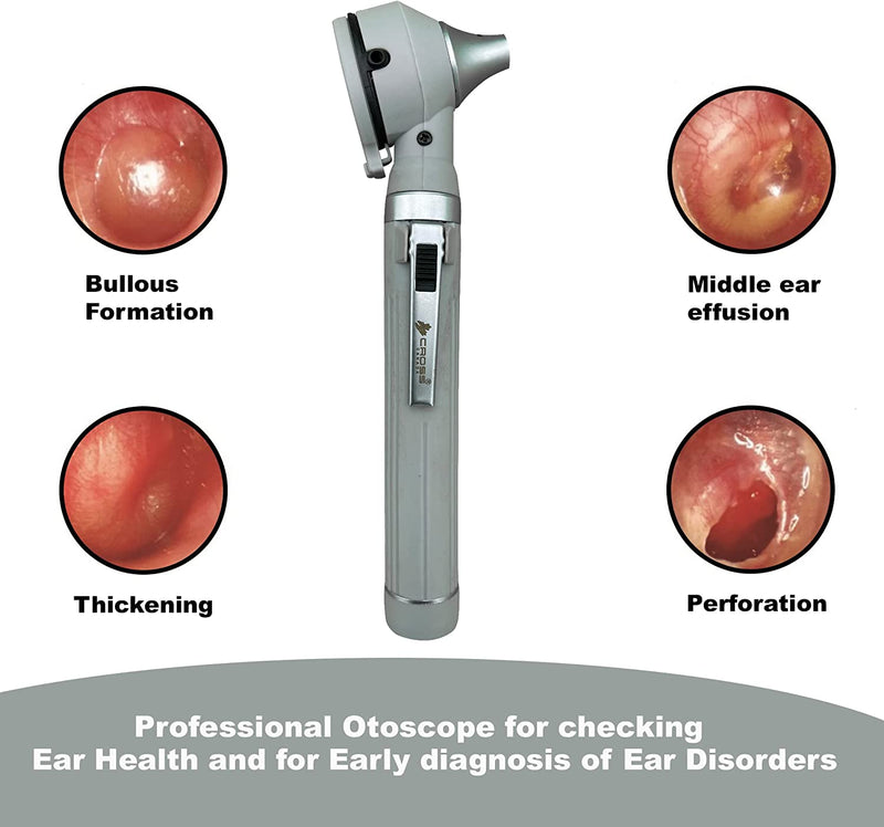 Cross Canada 11-078 Physician Fiber Optic LED Pocket Otoscope Diagnostic Set, Gray