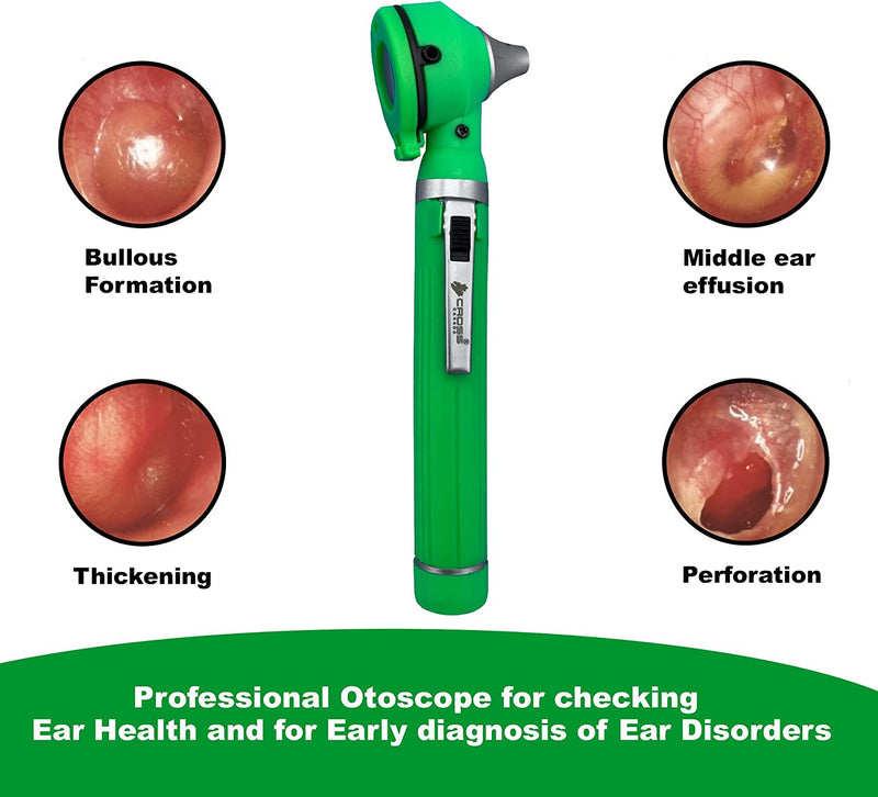 Cross Canada 11-084 Physician Fiber Optic LED Pocket Otoscope Diagnostic Set, Green