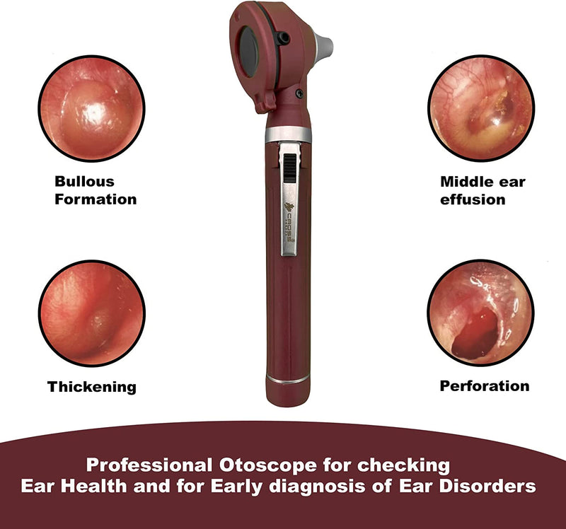 Cross Canada 11-091 Physician Fiber Optic LED Pocket Otoscope Diagnostic Set, Burgundy