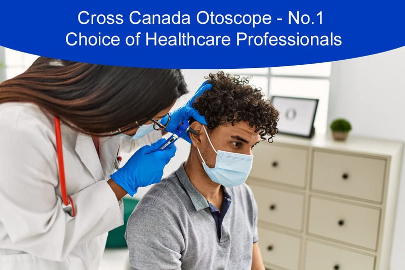 Cross Canada 11-081 Physician Fiber Optic LED Pocket Otoscope Diagnostic Set, Blue