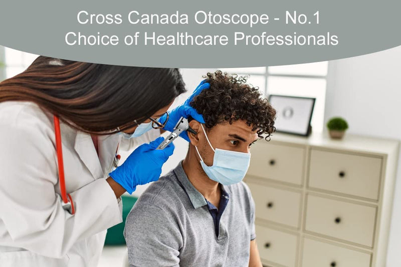 Cross Canada 11-078 Physician Fiber Optic LED Pocket Otoscope Diagnostic Set, Gray