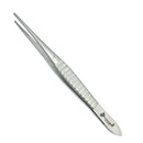 Gillies Forceps, 6" (15cm), Straight, Cross-Serrated Tips, 1x2 Teeth