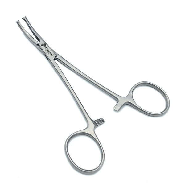 Halstead Mosquito Forceps, 5" (13cm), Curved, Serrated, 1x2 Teeth